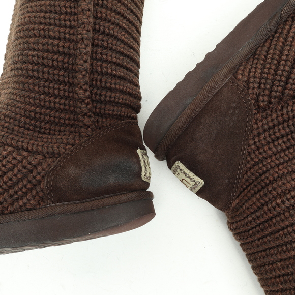 UGG Button Up Knit Boots Wool Blend Women 6 Brown - Picture 13 of 16